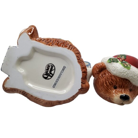 Vtg Cracker Barrel Ceramic Santa Teddy Bear ChristmasTeapot Hand Painted, with b - Picture 7 of 8